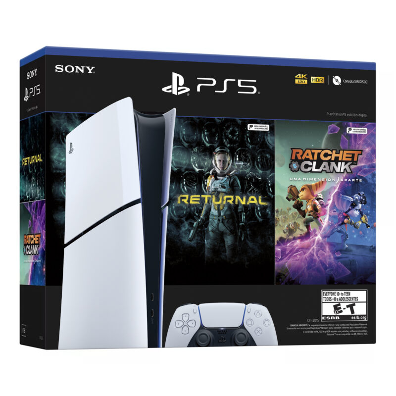 Consola PS5 PlayStation 5 Digital Sony Slim - Incluye 2 juegos (Returnal + Ratchet & Clank)